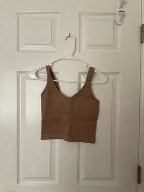 Women's Ribbed Scoop Crop Tank - Neutral Brown